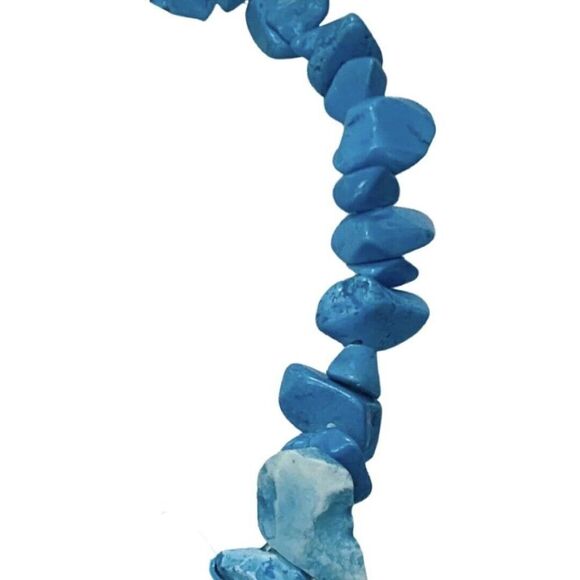 Vintage Faux Turquoise Chips Copper Findings Stretch Women’s Stackable Bracelet - Picture 6 of 6